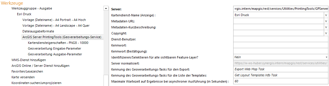 Konfiguration ArcGIS Server Printing Tool