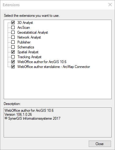 Aktivierung der WebOffice author Erweiterung in ArcMap Aktivierung der WebOffice author Erweiterung in ArcMap