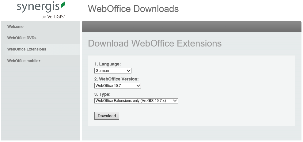 Download der entsprechenden Installationsdatei Download der entsprechenden Installationsdatei