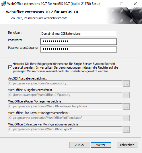 Installation mit einem WebOffice extensions Domain Benutzer Installation mit einem WebOffice extensions Domain Benutzer