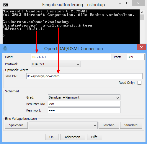nslookup in der Kommandozeile