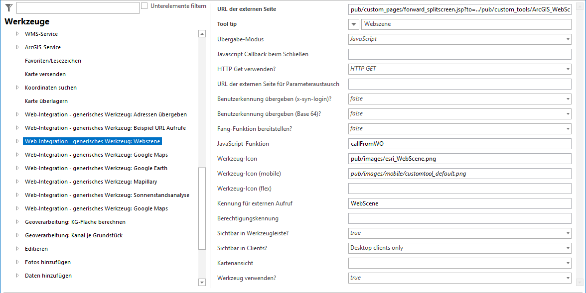 Konfiguration eines generischen Werkzeuges für Webszene Konfiguration eines generischen Werkzeuges für Webszene