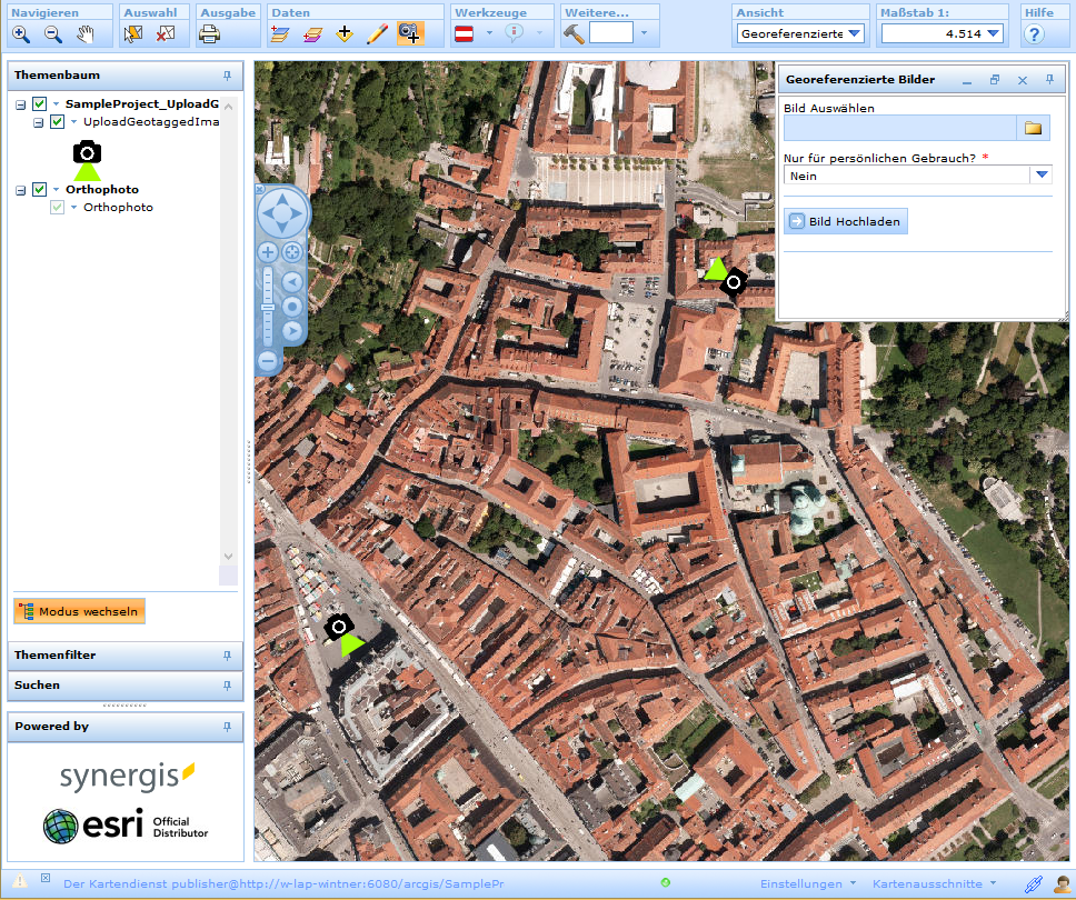 Hinzufügen georeferenzierter Bilder im WebOffice html client