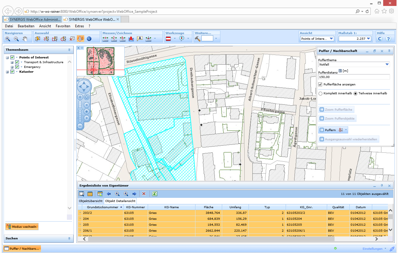 Eine Selektion von Objekten ist die Grundlage zum Puffern Eine Selektion von Objekten ist die Grundlage zum Puffern