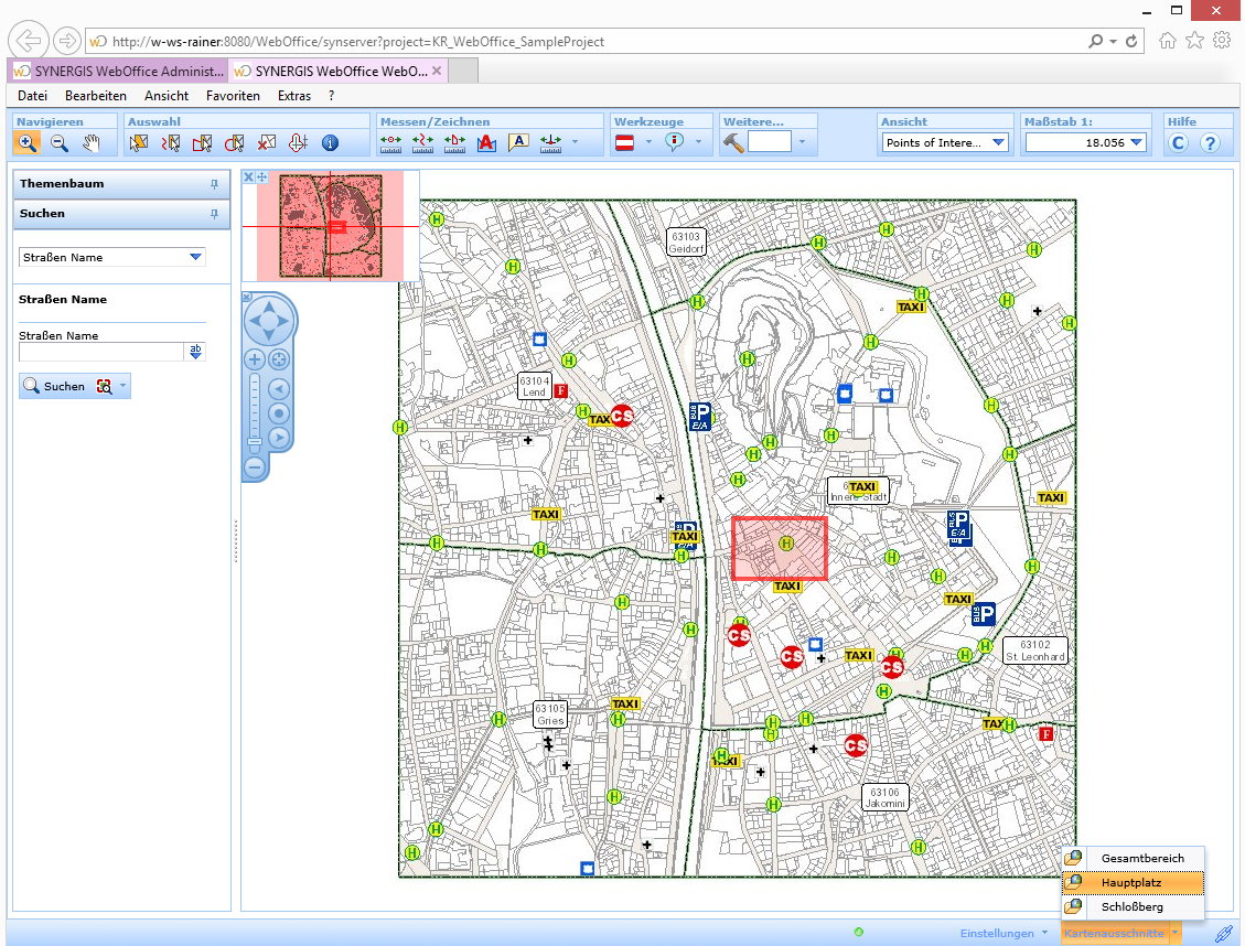WebOffice html Client - Vorschau des Kartenausschnittes