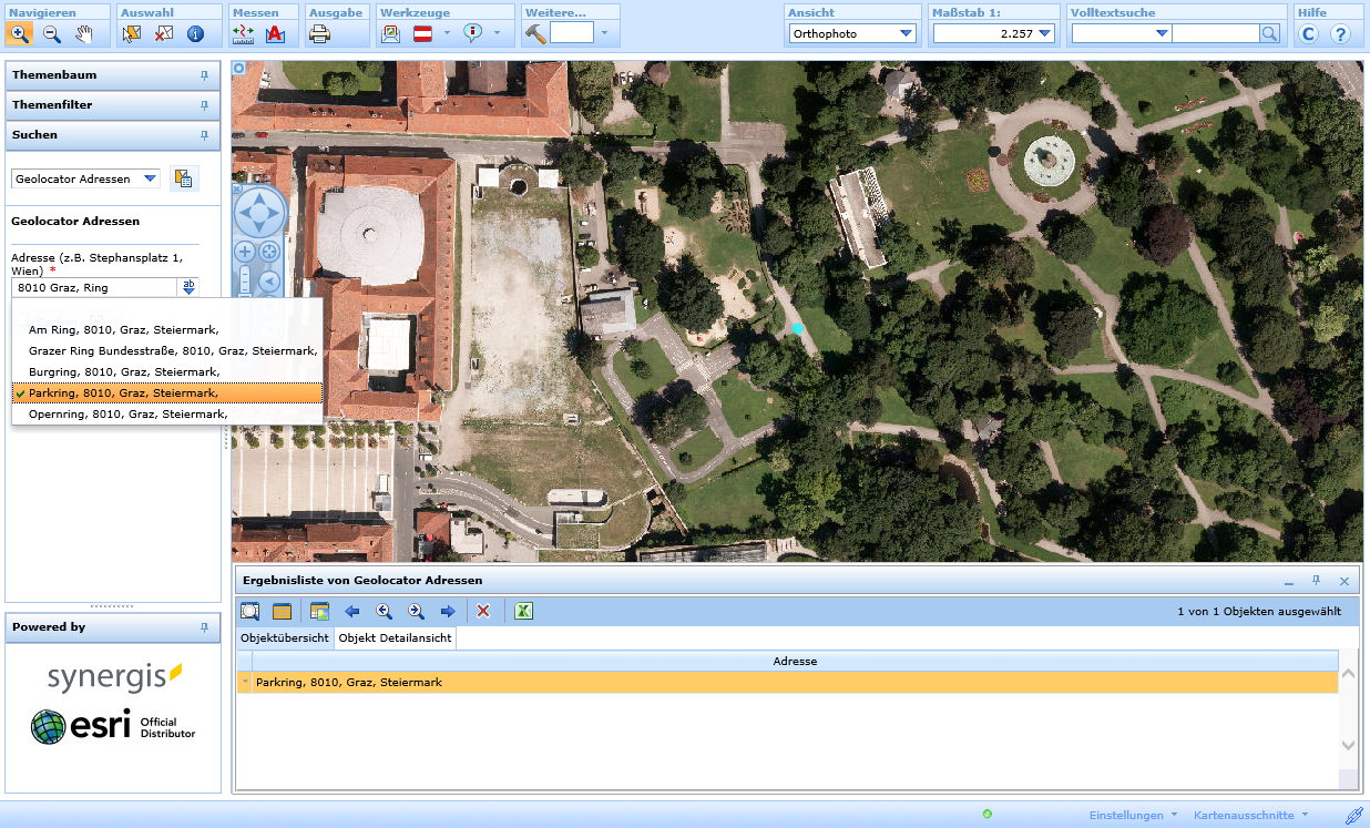 Eingabe einer Adresse in die Geolocator Suche Eingabe einer Adresse in die Geolocator Suche