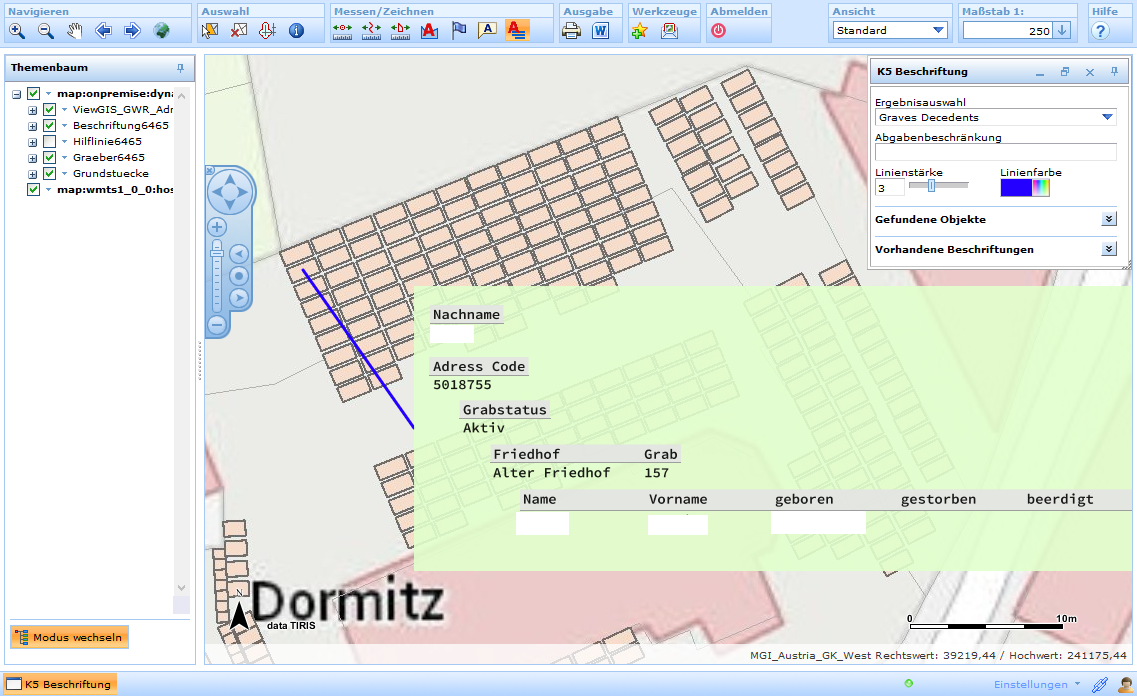 K5 Beschriftung - Anpassung des Stils der Beschriftungslinie im WebOffice html Client