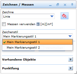Auswahl eines vordefinierten Zeichenstils