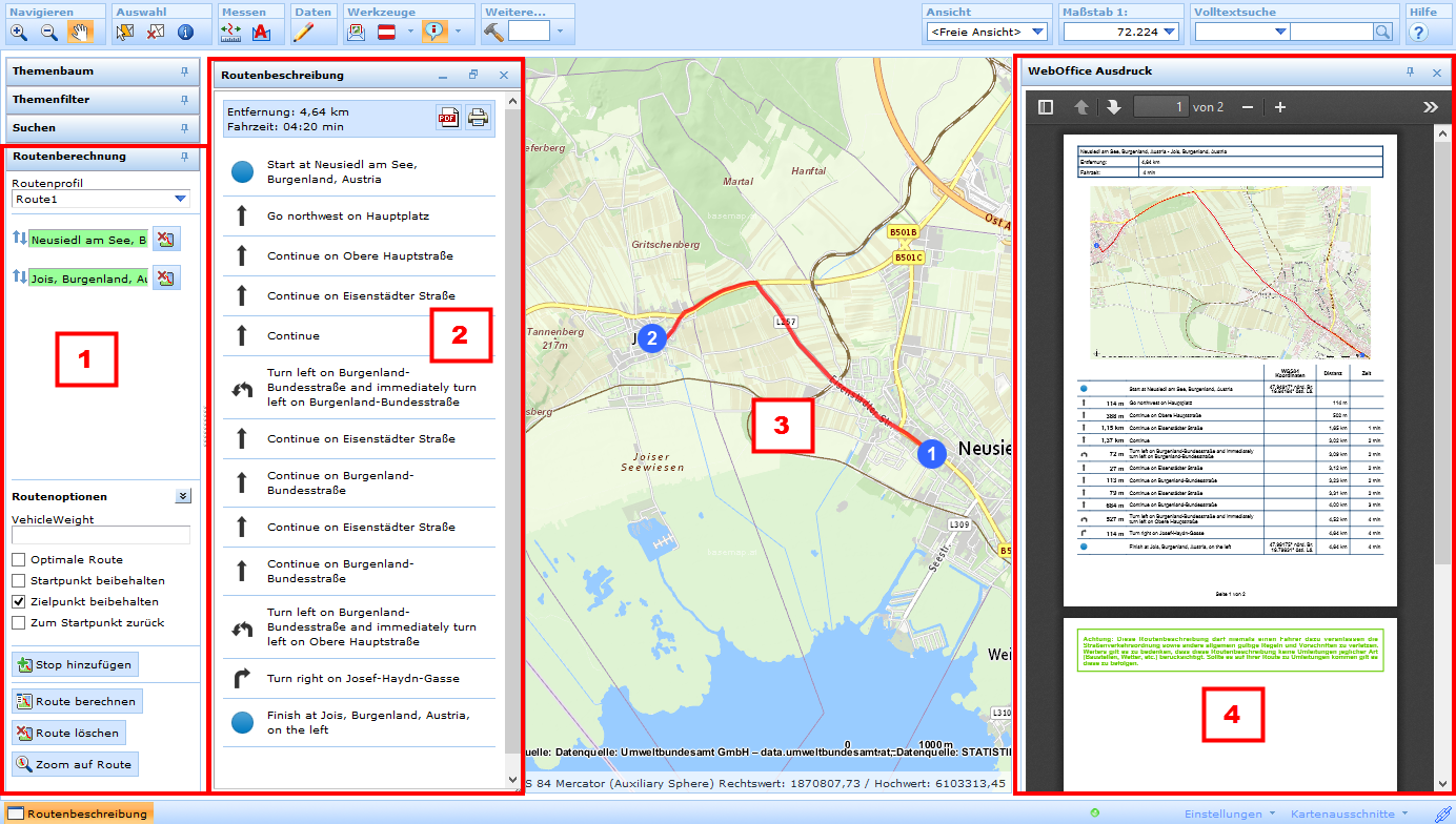 WebOffice html Client - Routenberechnung