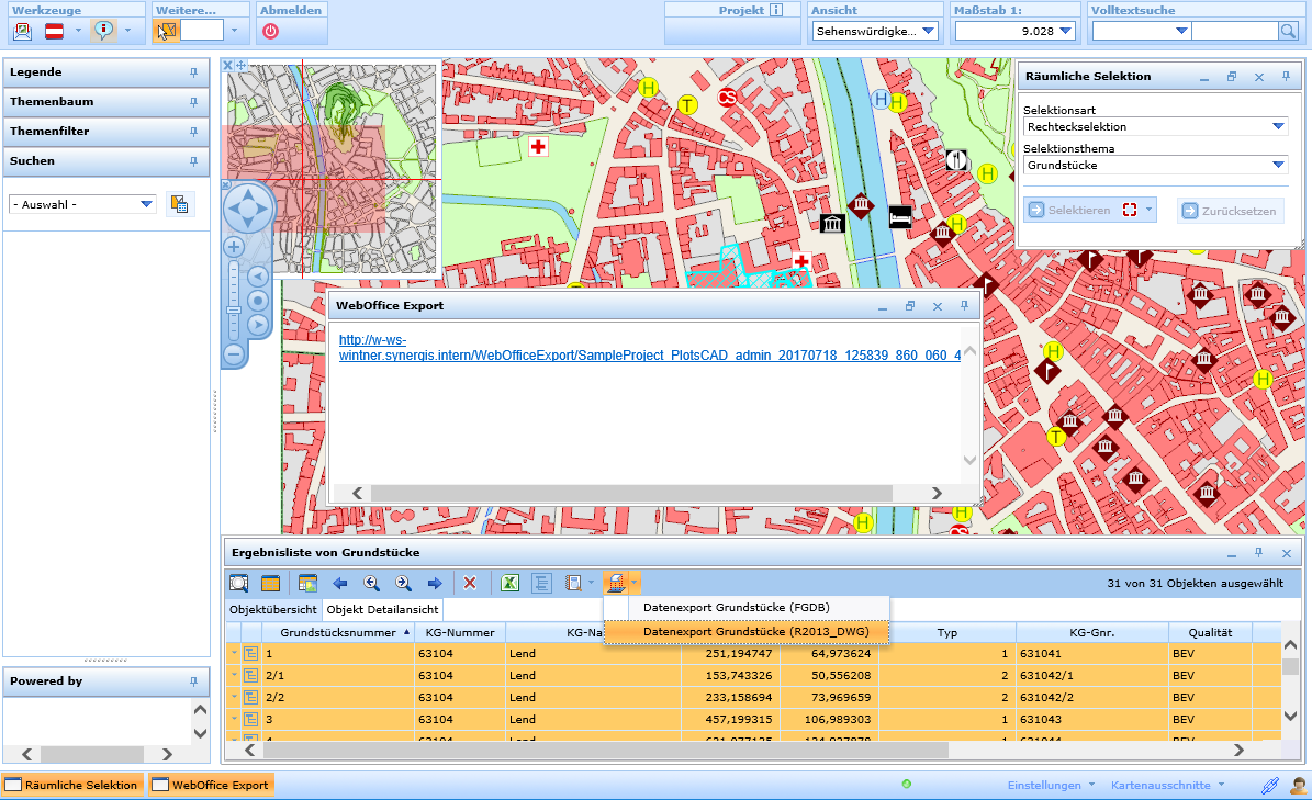 Datenexport aus dem Suchergebnis (HTML Client)