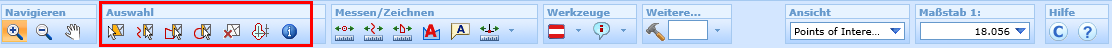 Auswahl Werkzeuge im WebOffice html Client