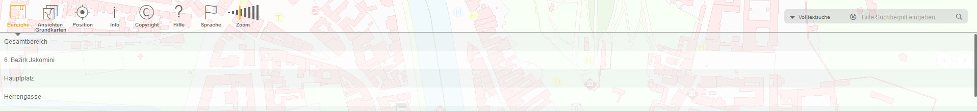 BereichAuswahlliste im WebOffice mobile Client
