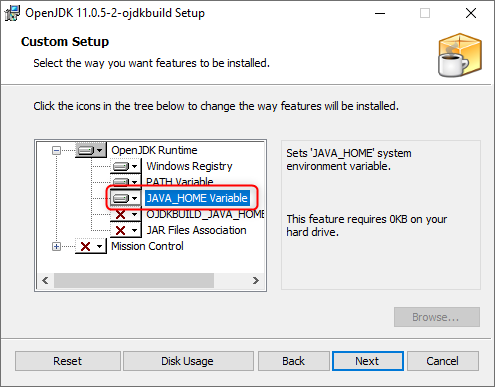 Setzen der System-Umgebungsvariable JAVA_HOME