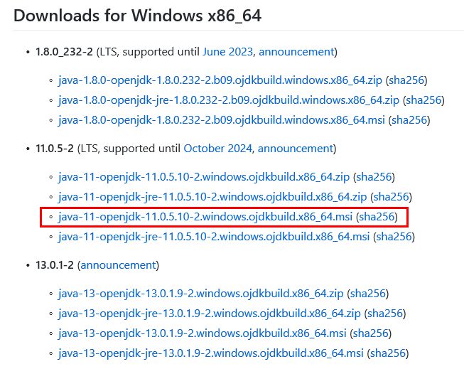 Download der aktuellen Version von Java 11 OpenJDK von GitHub