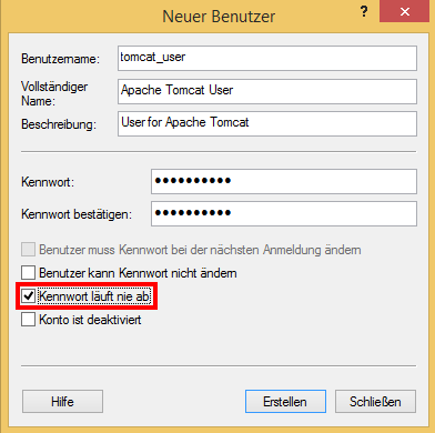 Anlegen eines lokalen Tomcat Users Anlegen eines lokalen Tomcat Users