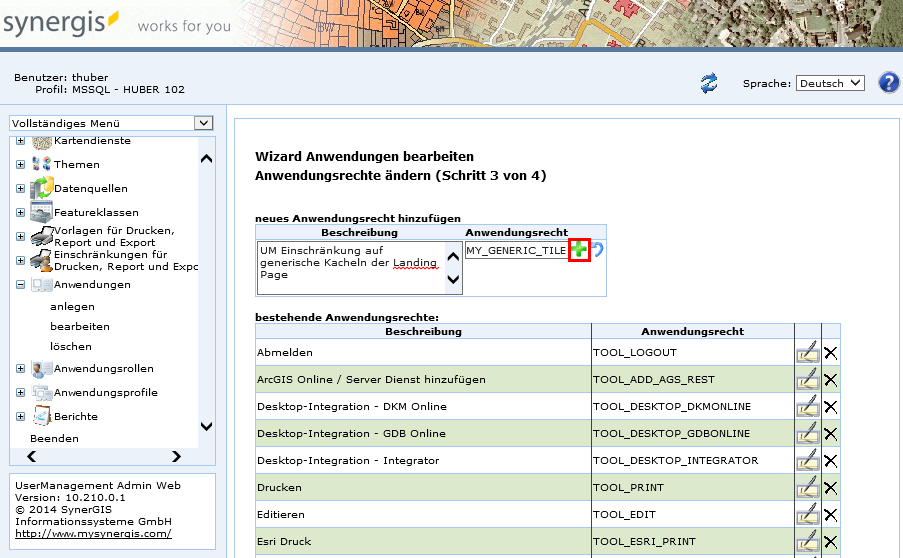 Anwendungen bearbeiten - Schritt 3 Anwendungsrechte bearbeiten