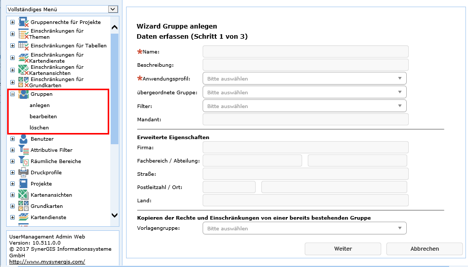 Gruppe anlegen - Schritt 1 Gruppe anlegen - Schritt 1