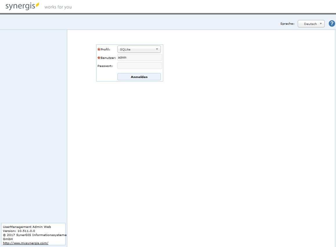 Start der UserManagementAdminWeb Anwendung