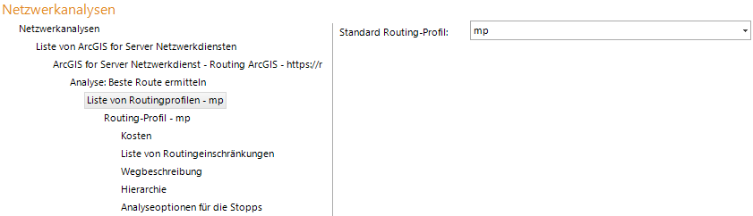 Konfiguration Liste von Routingprofilen