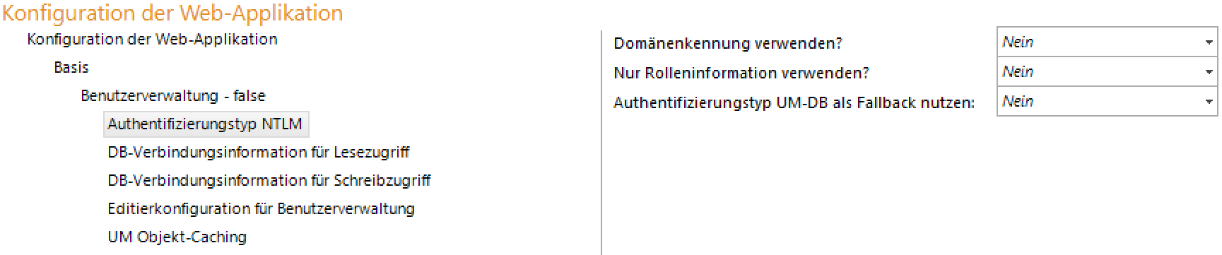 Konfiguration Authentifizierungstyp NTLM - Konfiguration
