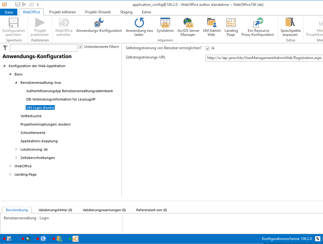 Anwendungskonfiguration - UM Login (Konto) Anwendungskonfiguration - UM Login (Konto)
