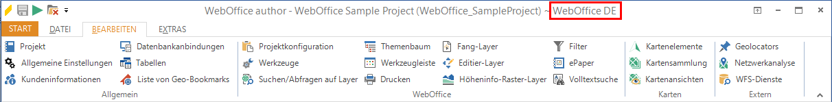 Anwendungsprofile im der Titel- und Schnellzugriffleiste im WebOffice author Anwendungsprofile im der Titel- und Schnellzugriffleiste im WebOffice author