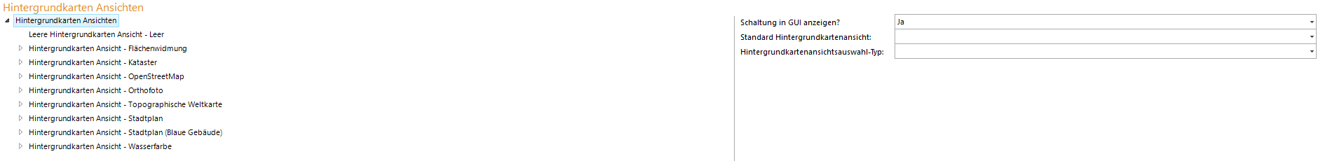 Konfiguration - Hintergrundkarten Ansichten Konfiguration - Hintergrundkarten Ansichten