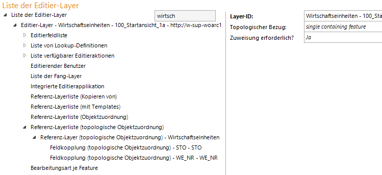 Konfiguration - Referenzlayer-Liste (topologische Objektzuordnung)