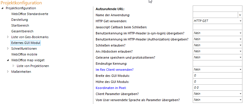 Konfiguration Externes GUI Modul