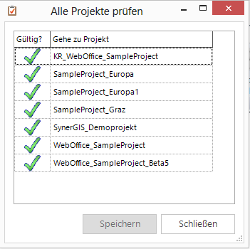 Nur valide WebOffice 10.7 SP1 Projekte