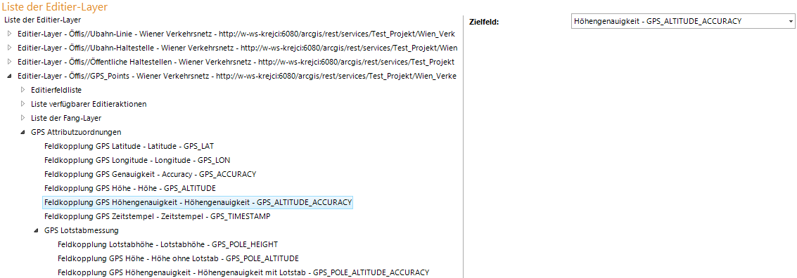 Konfiguration der GPS Attributzuordnung - Latitude