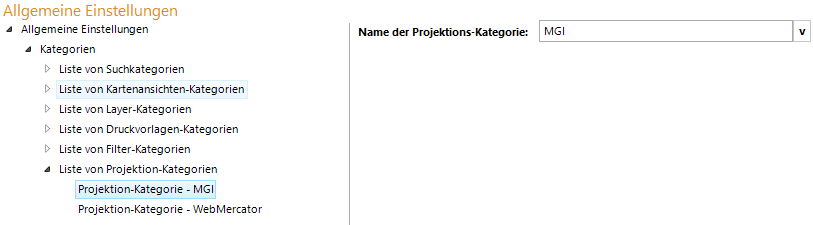 Konfiguration der entsprechenden Projektions-Konfiguration