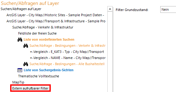 Konfiguration Extern aufrufbarer Filter