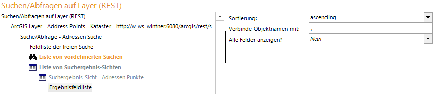 Konfiguration Ergebnisfeldliste