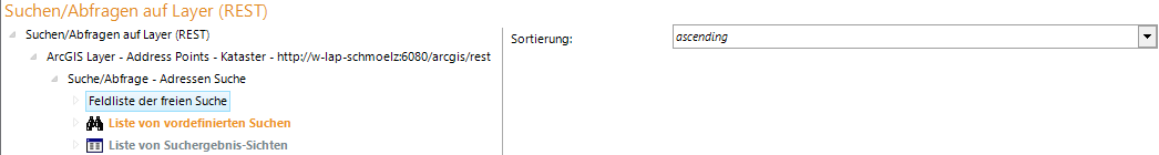 Konfiguration Feldliste der freien Suche