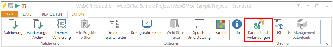 Kartendienstverbindungen im WebOffice author