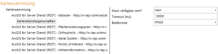 Konfiguration Kartendiensteigenschaften