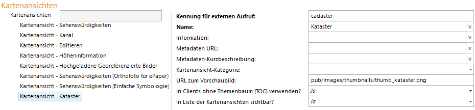 Konfiguration der Kartenansicht