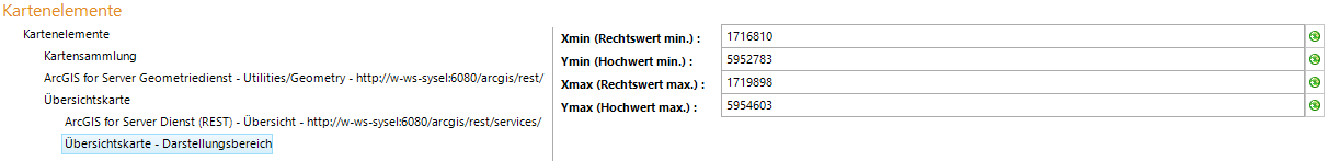Übersichtskarte - Darstellungsbereich Konfiguration