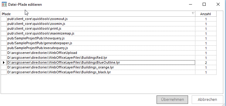 Editieren der Datei-Pfade