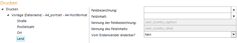 Konfiguration Land