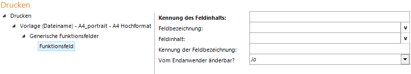 Konfiguration Generische Funktionsfelder