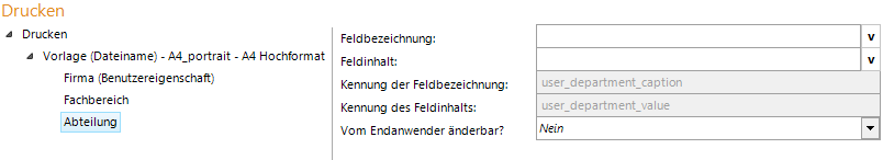 Konfiguration Abteilung