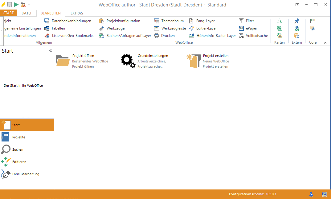 WebOffice author Stapelmenü Start