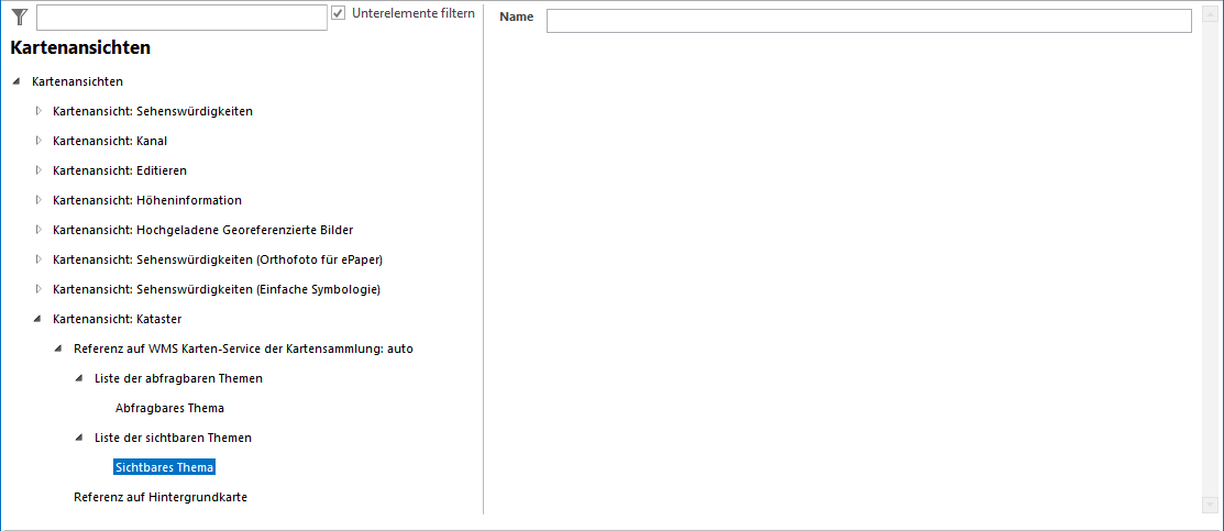 Konfiguration sichtbaren Themen innerhalb der Liste der sichtbaren Themen