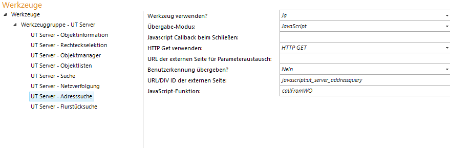 Konfiguration - UT Server - Adresssuche Konfiguration - UT Server - Adresssuche