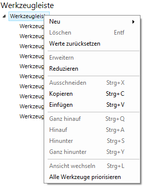 Alle Werkzeuge priorisieren