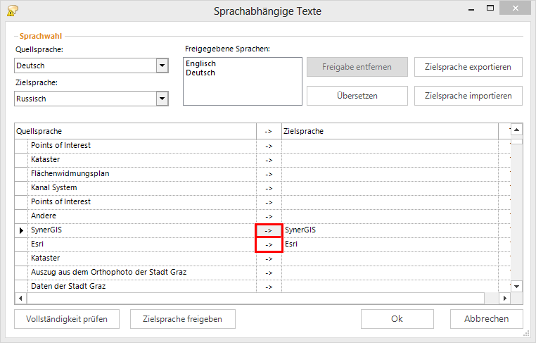 Inhalte von Quell- zur Zielsprache kopieren