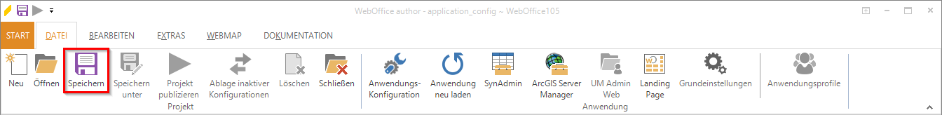 Speichern der Anwendungskonfiguration Speichern der Anwendungskonfiguration