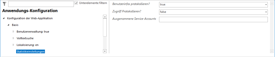 Konfiguration - Statistikeinstellungen
